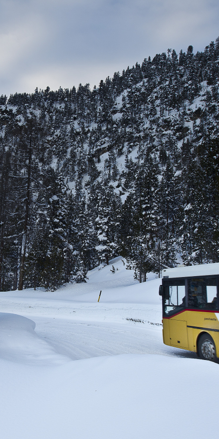 Postauto auf der Fahrt über den Ofenpass.