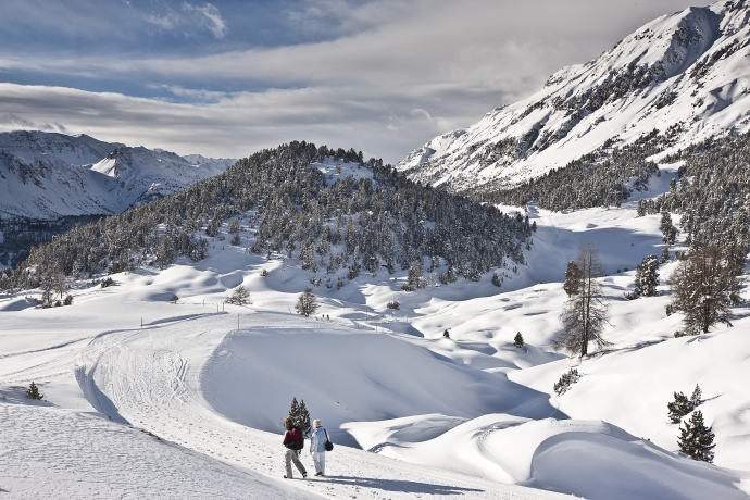 Winterwandern im Wintersportgebiet Minschuns Winterwandern im Wintersportgebiet Minschuns